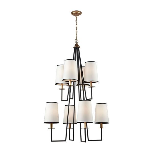 Nico Oil Rubbed Bronze and Antique Gold Leaf Eight-Light Chandelier, image 1