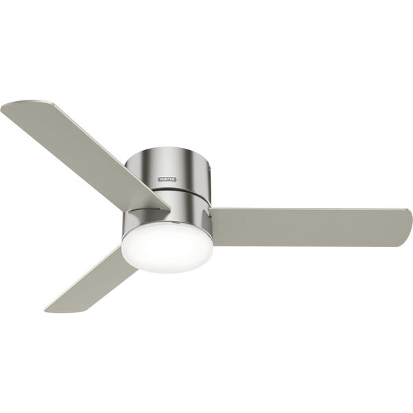Minimus Brushed Nickel 52-Inch Low Profile Ceiling Fan with LED Light Kit and Handheld Remote, image 1
