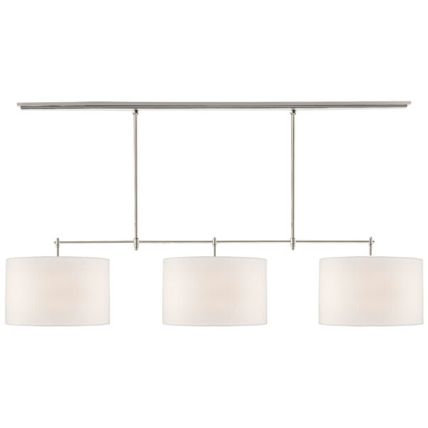 Bryant Large Billiard in Polished Nickel with Linen Shades by Thomas O'Brien, image 1