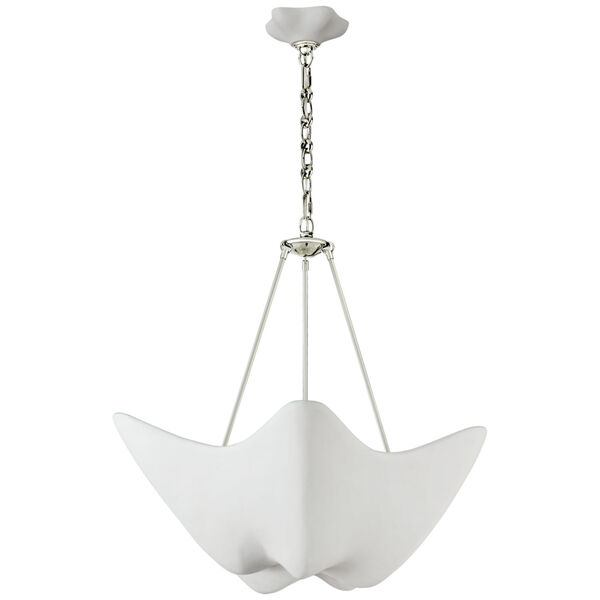 Cosima Medium Chandelier in Polished Nickel with Plaster White Shade by AERIN, image 1