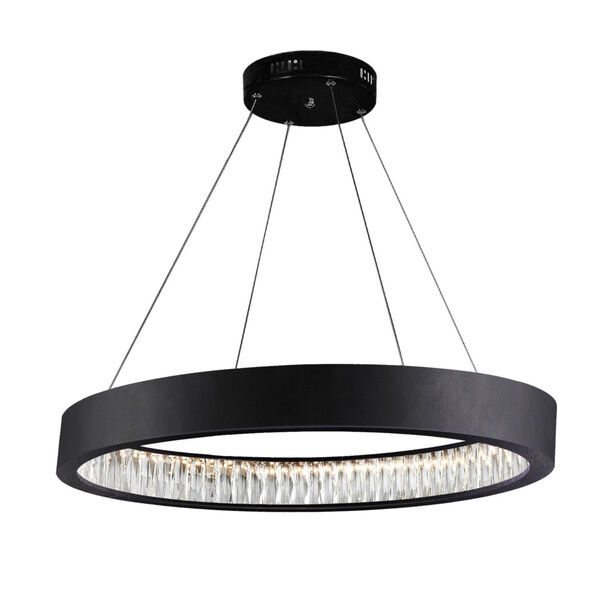 Rosalina Matte Black Integrated LED 32-Inch Chandelier with K9 Clear Crystal, image 1