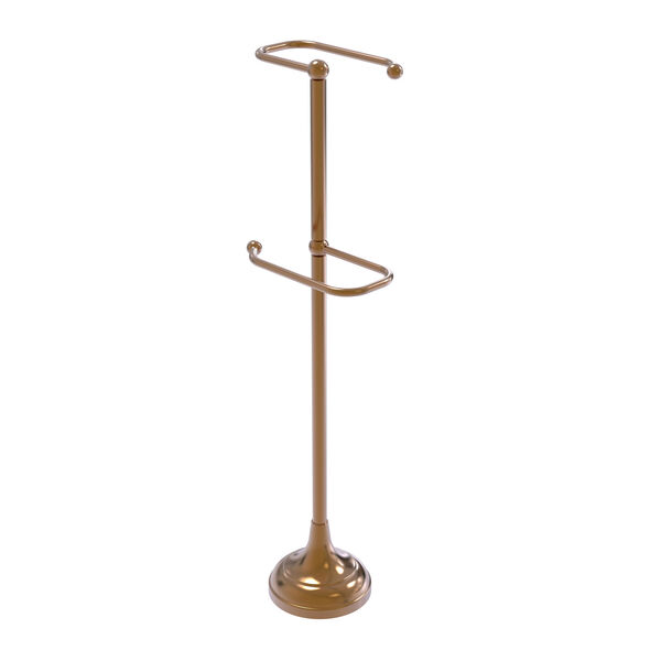 Brushed Bronze Six-Inch Free Standing Two Roll Toilet Tissue Stand, image 1