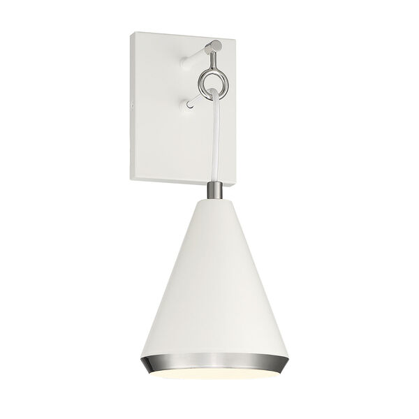 Chelsea White with Polished Nickel One-Light Wall Sconce, image 1