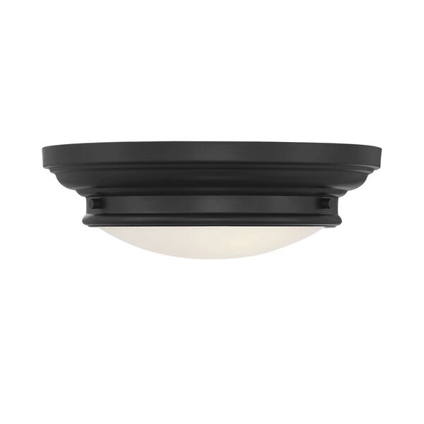Whittier Matte Black Two-Light Flush Mount with Round Glass, image 1