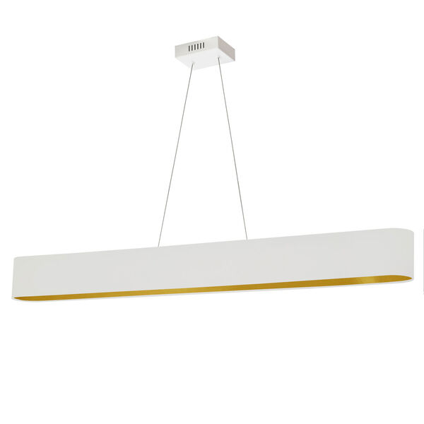 Aubrey Matte White and Aged Brass 51-Inch LED Linear Pendant, image 1