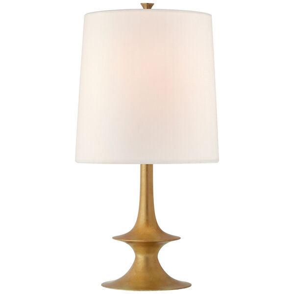 Lakmos Medium Table Lamp in Gild with Linen Shade by AERIN, image 1