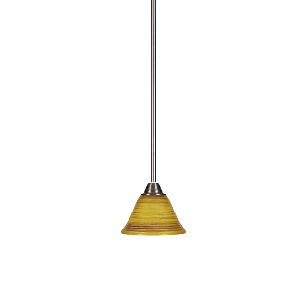 Paramount Brushed Nickel One-Light 7-Inch Mini Pendant with Firre Saturn Glass, image 1