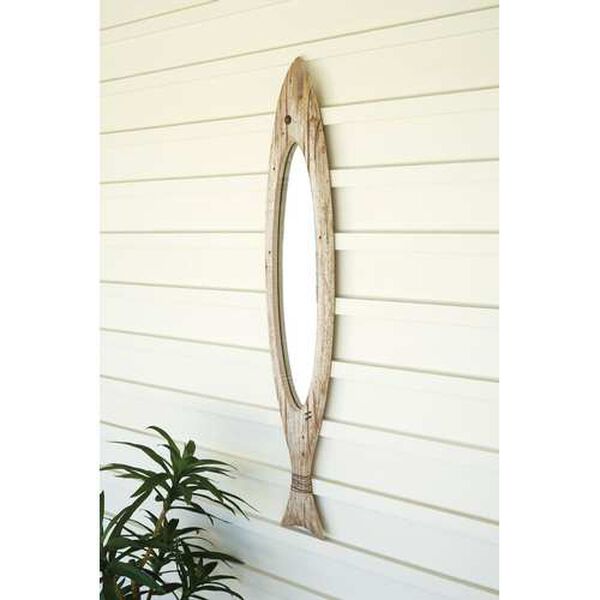 Gray Carved Wooden Fish Mirror, image 1