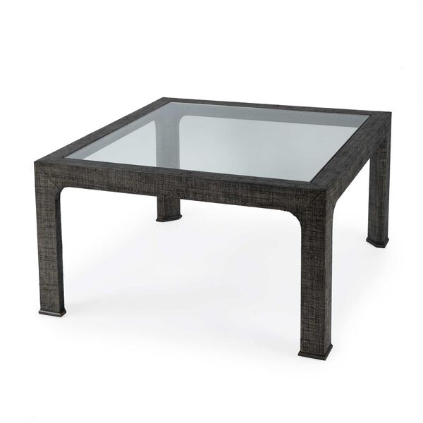 Chatham Charcoal Raffia and Glass Square Coffee Table, image 2