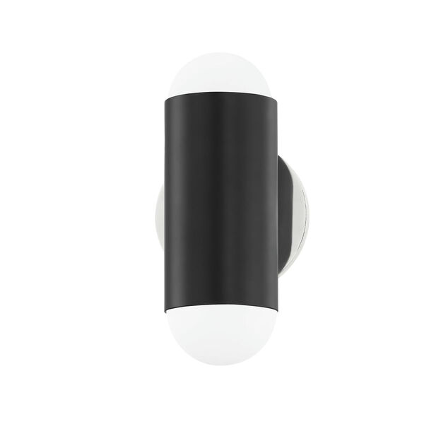 Kira Polished Nickel and Soft Black Two-Light Wall Sconce, image 1