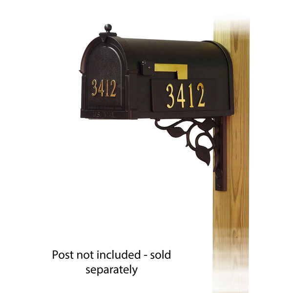 Curbside Black Mailbox with Front and Side Address and Floral Front Single Mailbox Mounting Bracket, image 1