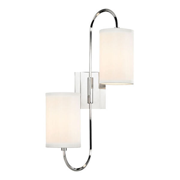 Junius Polished Nickel Two-Light Wall Sconce, image 1