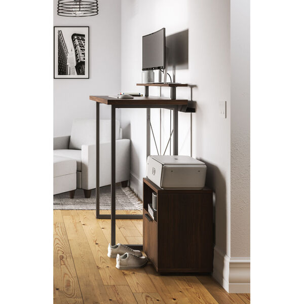 Merge Brown Standing Desk and File Cabinet, Two-Piece, image 2