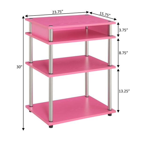 Designs 2 Go Pink Chrome No Tools Printer Stand with Shelves, image 3
