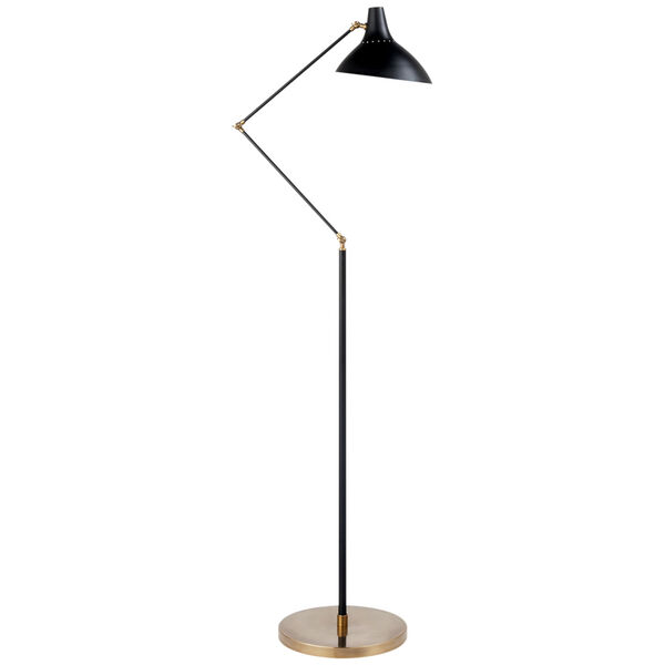 Charlton Floor Lamp in Black and Hand-Rubbed Antique Brass by AERIN, image 1