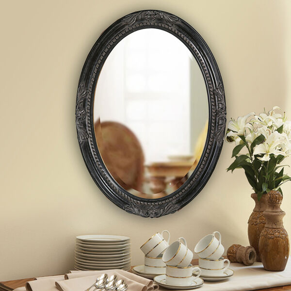 Queen Ann Antique Black Oval Mirror, image 4