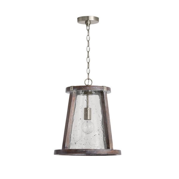 Connor Black Wash and Matte Nickel 20-Inch One-Light Pendant with Clear Stone Seeded Glass, image 1