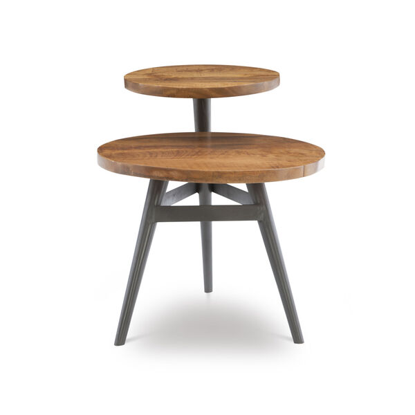 Harper Natural and Gun Metal Two Tiered Side Table, image 2