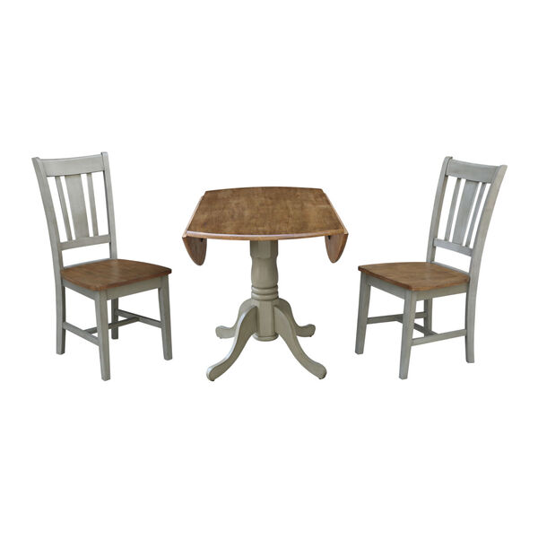 San Remo Hickory and Stone 42-Inch Dual Drop leaf Table with Side Chairs, Three-Piece, image 6