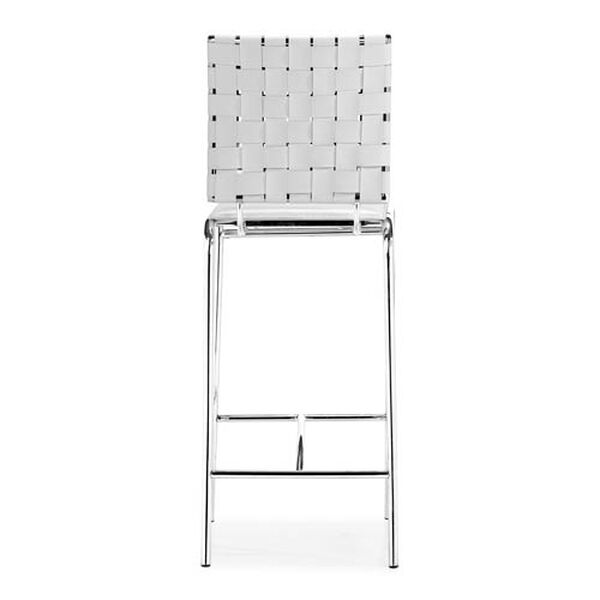 Criss Cross White and Chromed Steel Counter Chair, Set of Two, image 4
