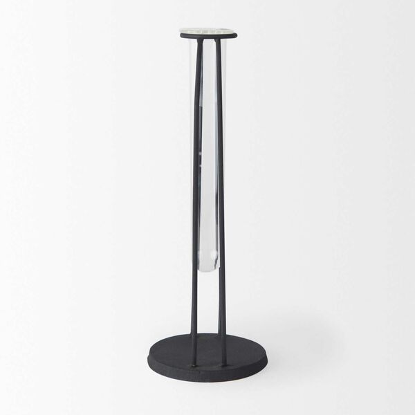 Aria Black 11-Inch Metal and Glass Test Tube Vase, image 3