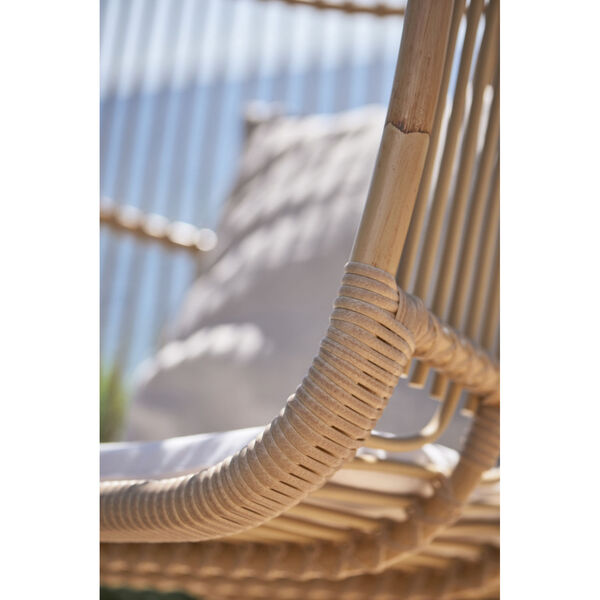 Renoir Natural Outdoor Hanging Swing Chair with Tempotest White Canvas Cushion, image 4