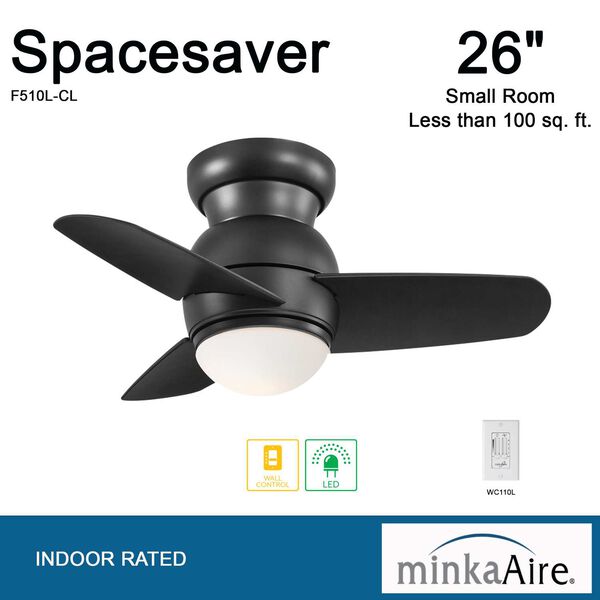 Spacesaver Coal 26-Inch Integrated LED Ceiling Fan, image 3