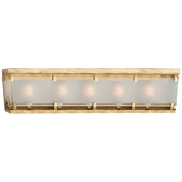 Long Exum Sconce in Gilded Iron with Frosted Glass by Thomas O'Brien, image 1