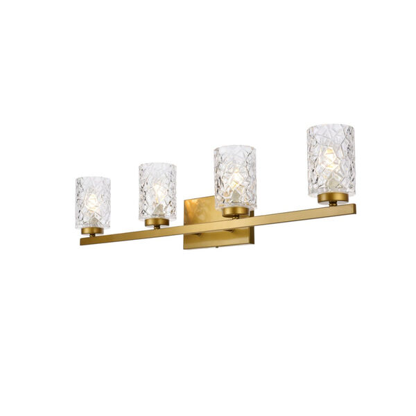 Cassie Brass and Clear Shade Four-Light Bath Vanity, image 3
