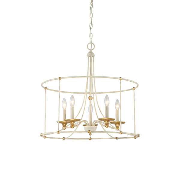 Westchester County Farm House White Five-Light 25-Inch Chandelier, image 1