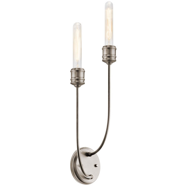 Hatton Classic Pewter Two-Light Wall Sconce, image 1