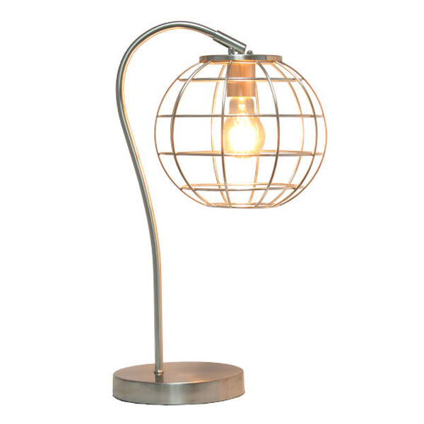 Wired Brushed Nickel One-Light Cage Table Lamp, image 2