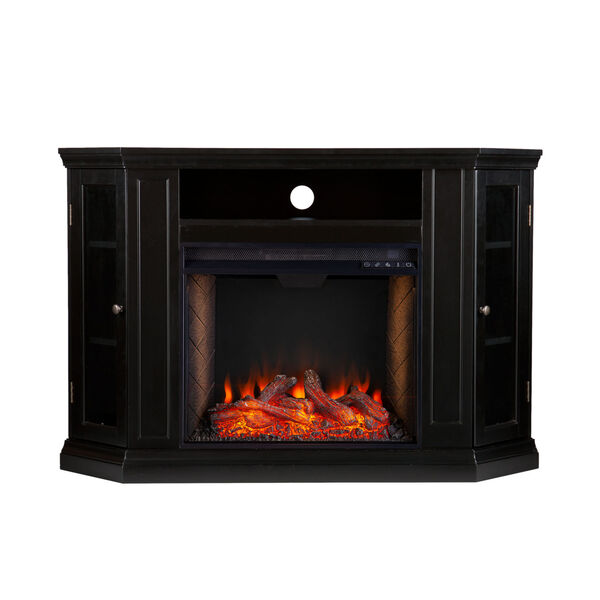 Claremont Black Smart Corner Electric Fireplace with Storage, image 2