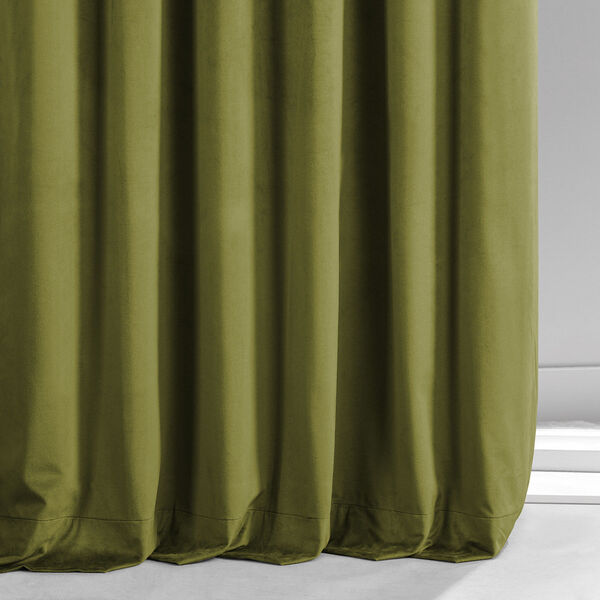 Signature Jalapeno Green Plush Velvet Hotel Blackout Single Panel Curtain, image 5
