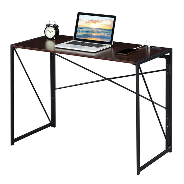 Xtra Espresso Black Folding Desk with Charging Station, image 3
