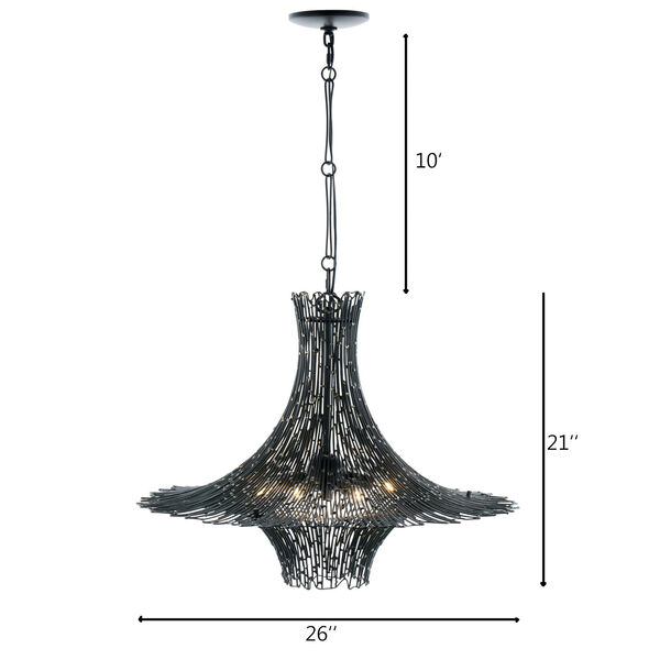 Rikki Carbon And Aged Gold Six-Light Chandelier, image 6