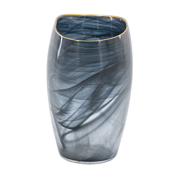 Black and Gold Oval Glass Vase, image 3