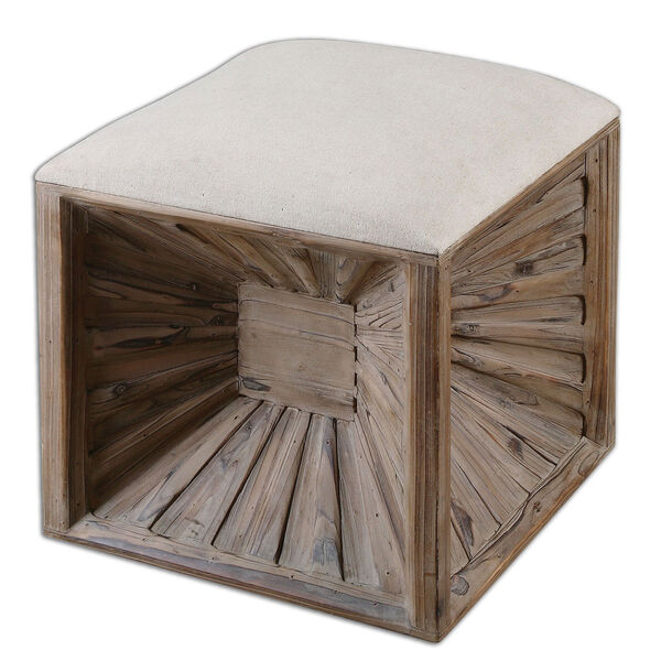 Jia Burst and Natural Wooden Ottoman, image 1