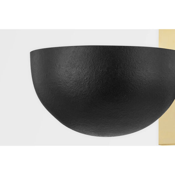 Wells Aged Brass and Black Plaster One-Light Wall Sconce, image 4