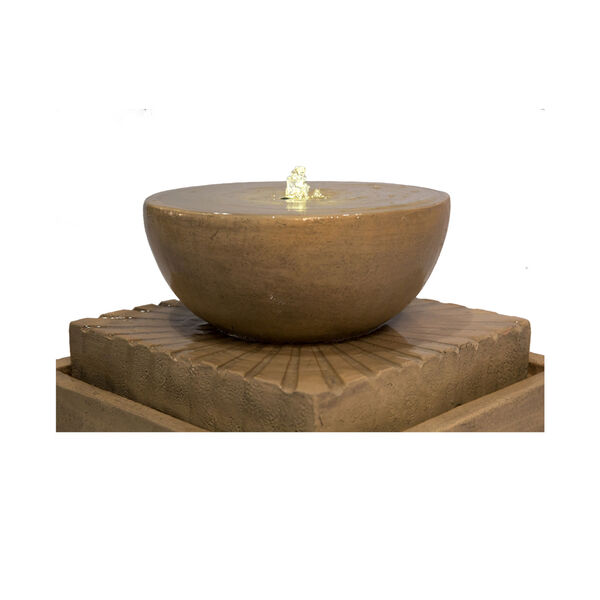 Light Brown Outdoor Basin Two - Tier Fountain with LED Light, image 3