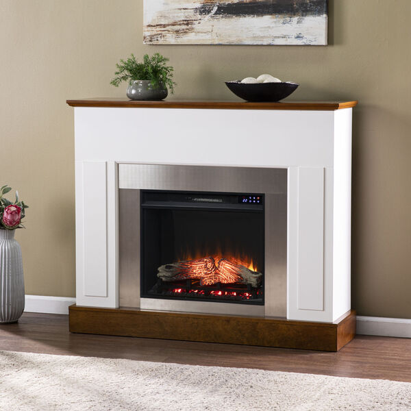 Eastrington White and Dark Tobacco Electric Fireplace, image 1