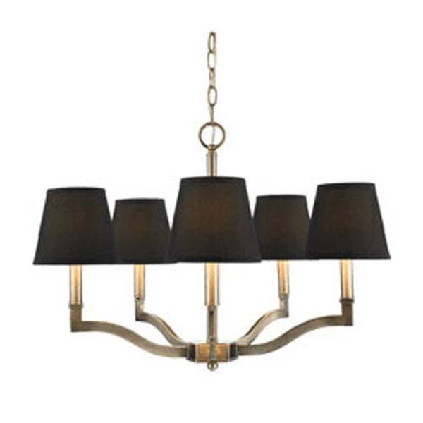 Waverly Antique Brass Five-Light Chandelier with Tuxedo Shade, image 1