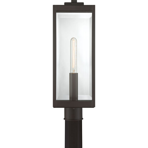 Westover Western Bronze One-Light Outdoor Post Lantern with Transparent Beveled Glass, image 2