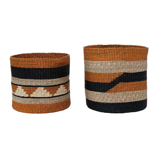 Multicolor Hand-Woven Seagrass Basket, Set of 2, image 1