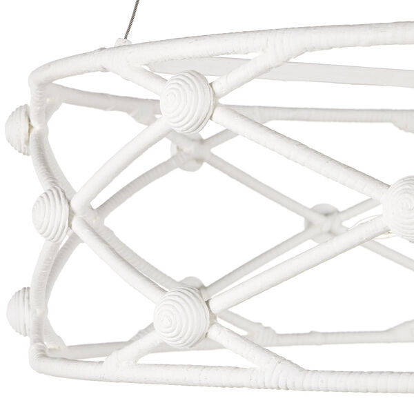 Sefrou Gesso White and Natural Rattan Five-Light Chandelier, image 4