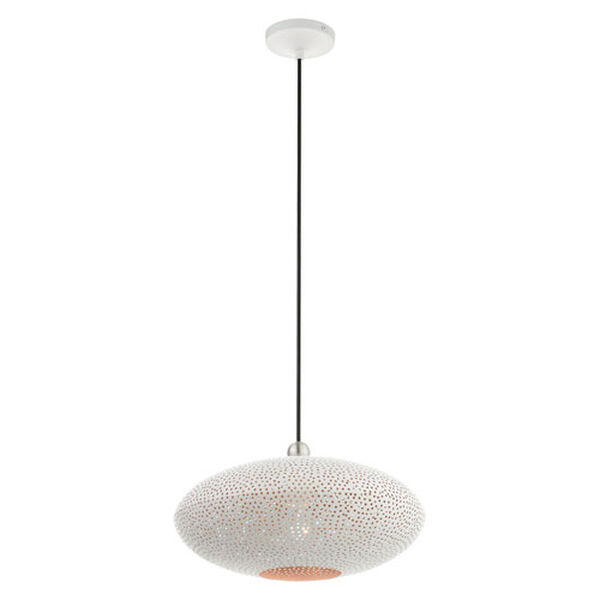 Dublin White and Brushed Nickel One-Light Pendant with Metal Shade, image 6