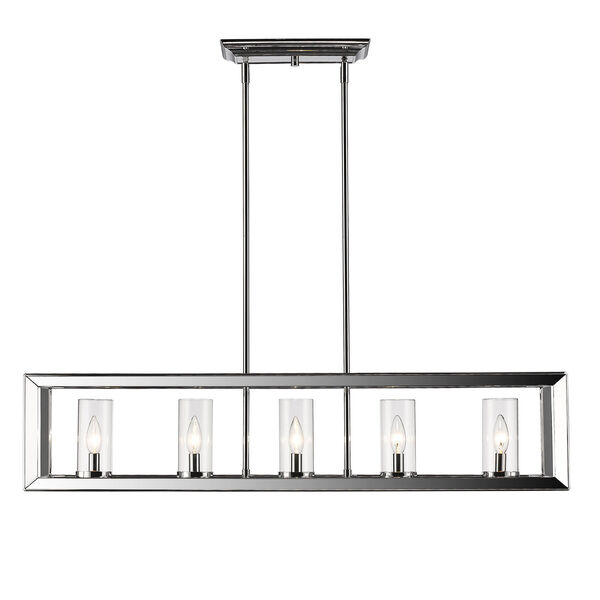 Smyth Chrome Five-Light Linear Pendant with Clear Glass, image 1