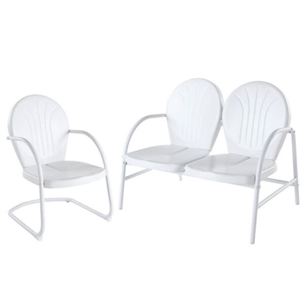 Griffith Two Piece Metal Outdoor Conversation Seating Set: Loveseat and Chair in White Finish, image 1