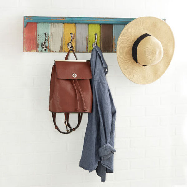 Multicolor Wood Wall Hook with Shelf, image 4