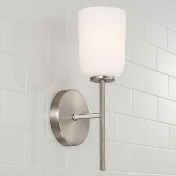 Lawson Brushed Nickel One-Light Sconce with Soft White Glass, image 3